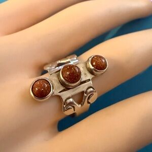 Rare Taxco Mexico Sterling Silver Sandstone Ring Circa 1970’s